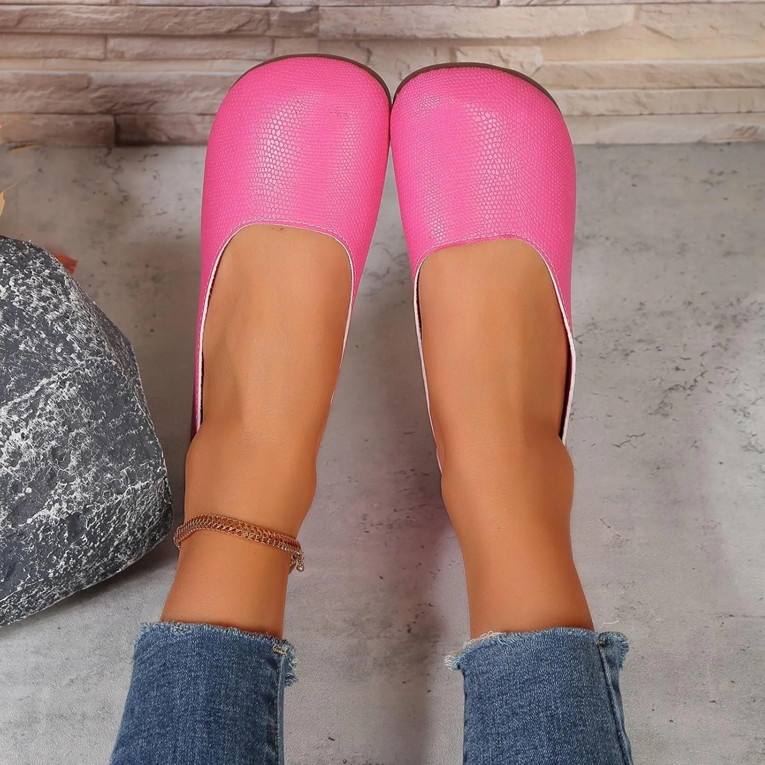 Flat Shoes for Women Fashion Comfort Closed Toe Work Office Shoe Dressy Casual Slip On Simple Ballerina Walking Flats Shoes Summer Comfortable Elegant No Slip Shoe
