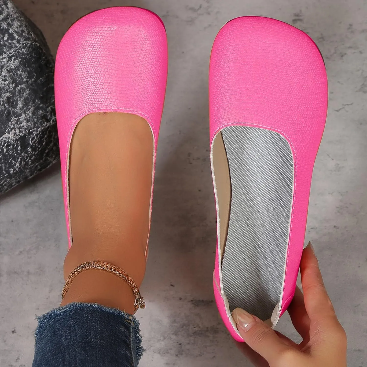 Flat Shoes for Women Fashion Comfort Closed Toe Work Office Shoe Dressy Casual Slip On Simple Ballerina Walking Flats Shoes Summer Comfortable Elegant No Slip Shoe