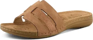 Flexus Women's TETHYS Slides – Italian-Made Slip-On Sandals with Arch Support and Cushioned Footbed