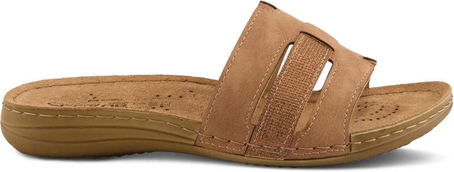 Flexus Women's TETHYS Slides – Italian-Made Slip-On Sandals with Arch Support and Cushioned Footbed