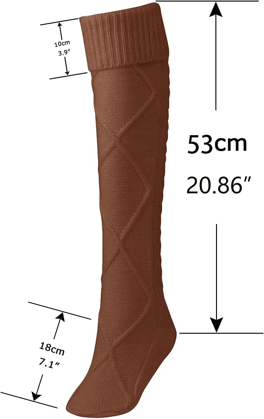 Floral Find Women's Cable Knit Knee-High Winter Boot Socks Extra Long Thigh Leg Warmers Stocking