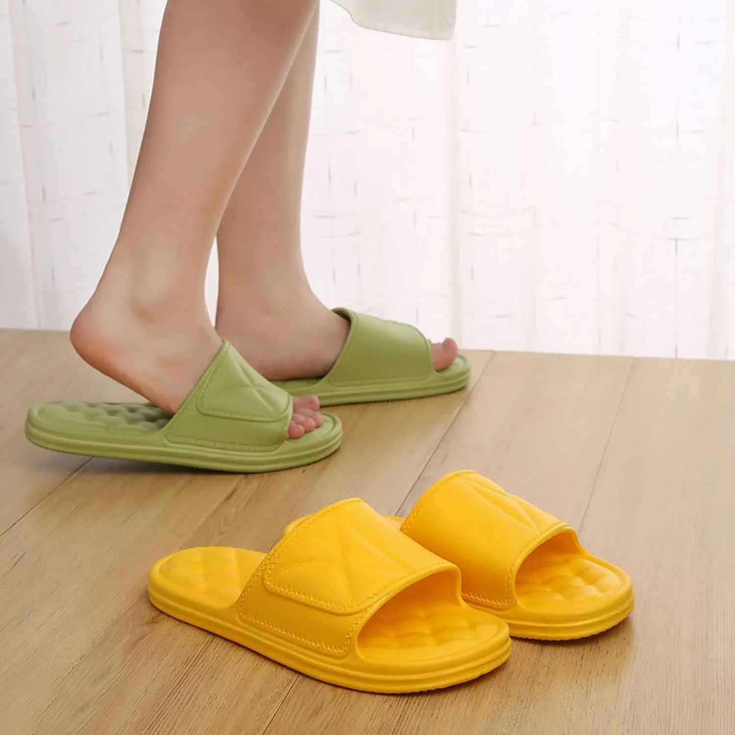 Foot Massage Relax Shoes,Reflexology Acupressure Foot Massager,Indoor Soft Bottom Household Slippers, Household Couple Sandals and Slippers,Ash B,42-43
