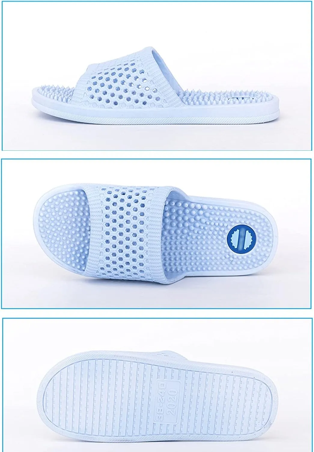 Foot Massage Slippers for Men Women Reflexology & Acupressure Massagers Sandal Slippers for Mens Open Toe Shower Slippers Home Shoes Spa Pool Bedroom Bath Slipper Summer