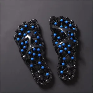 Foot Massage Slippers Men Women Shiatsu Foot Massager Reflexology Shoes Foot Pain Relief ​Neuropathy Plantar Fasciitis Acupressure Feet Massage Sandals (Color : Black Blue, Size : 8/8.5)