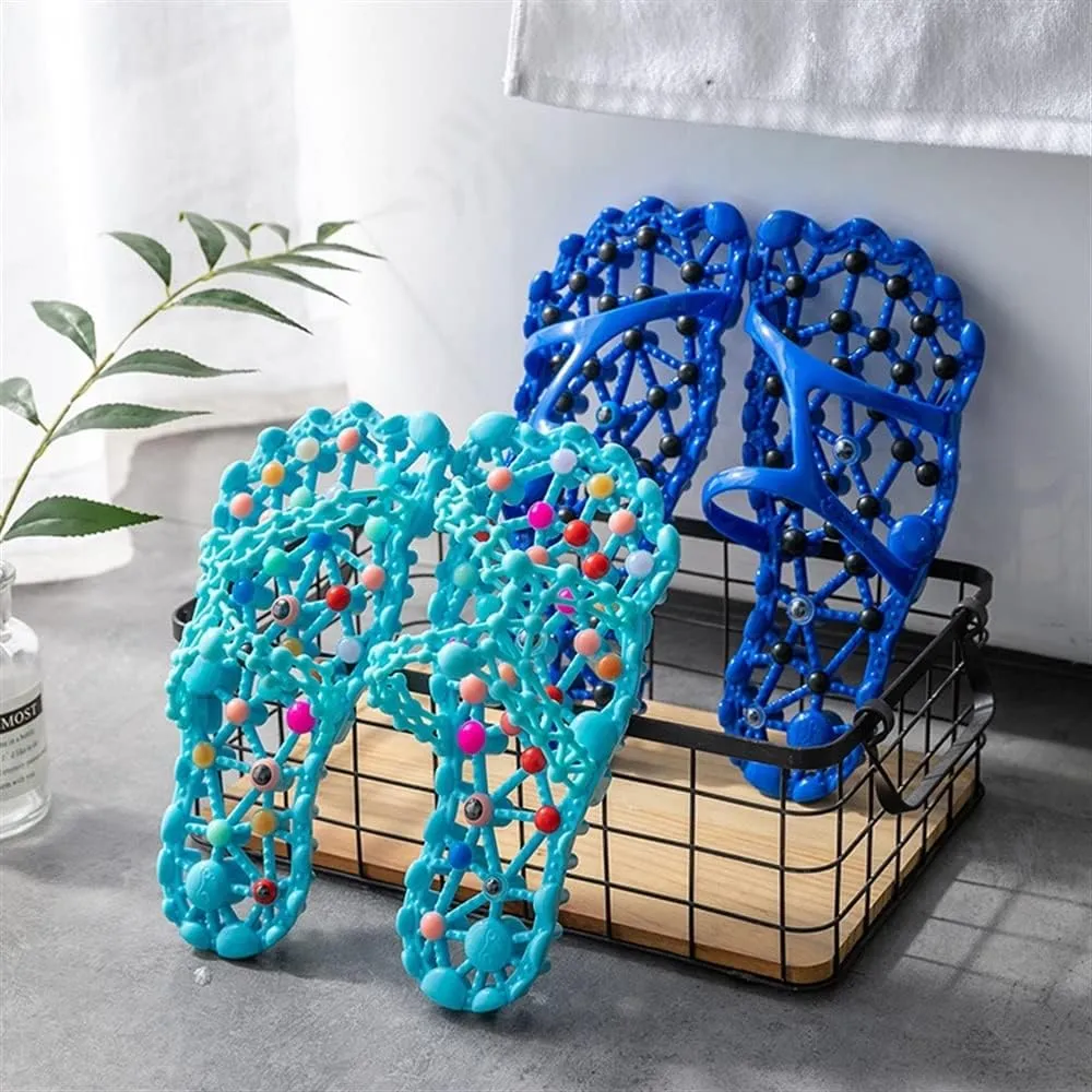 Foot Massage Slippers Men Women Shiatsu Foot Massager Reflexology Shoes Foot Pain Relief ​Neuropathy Plantar Fasciitis Acupressure Feet Massage Sandals (Color : Blue, Size : 7/7.5)