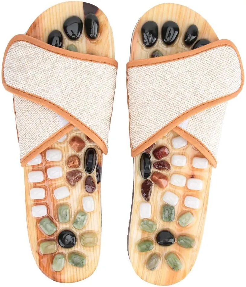 Foot Massager Acupuncture Reflex Zone Massage, Health Shoes Indoor, Massage Slippers Acupressure Jade Stone Foot Massage Shoes Foot MassagersMassage Tools