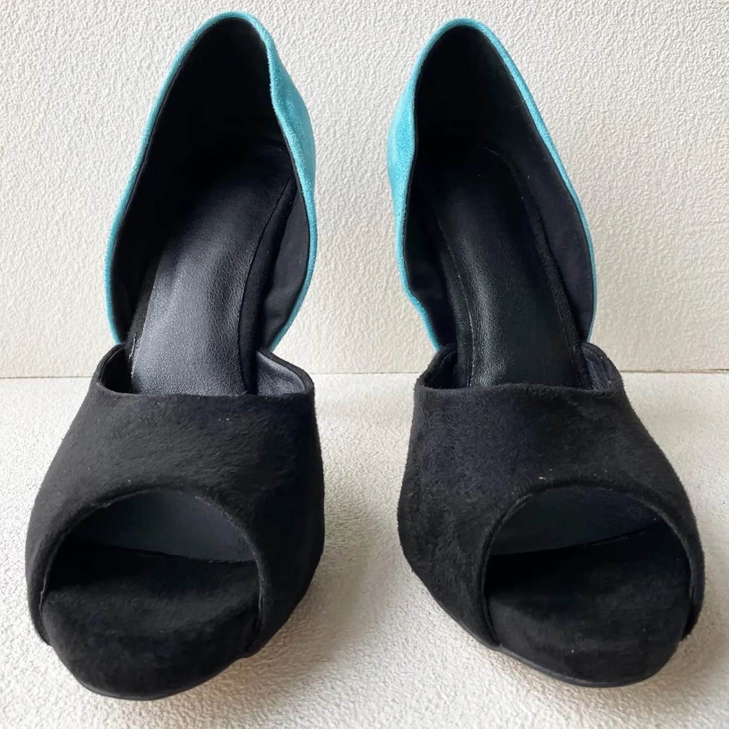 Frankie Hsu Sexy Stiletto Banquet High Heel Pumps, Classic Black Blue Faux Suede Fashion High Heeled Women Sandal Shoe, Big Large Size Designer Peep Toe Spike Pumps for Women Men