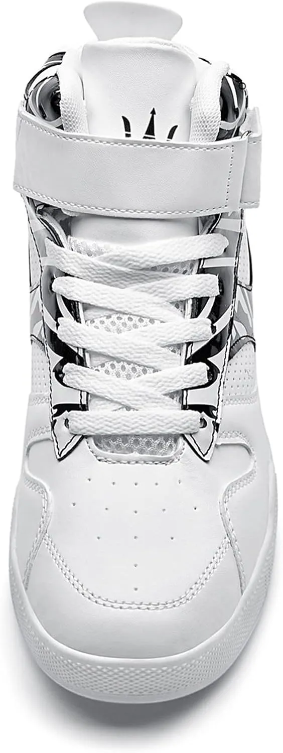 FZUU Men's Fashion High Top Leather Street Sneakers Sports Casual Shoes
