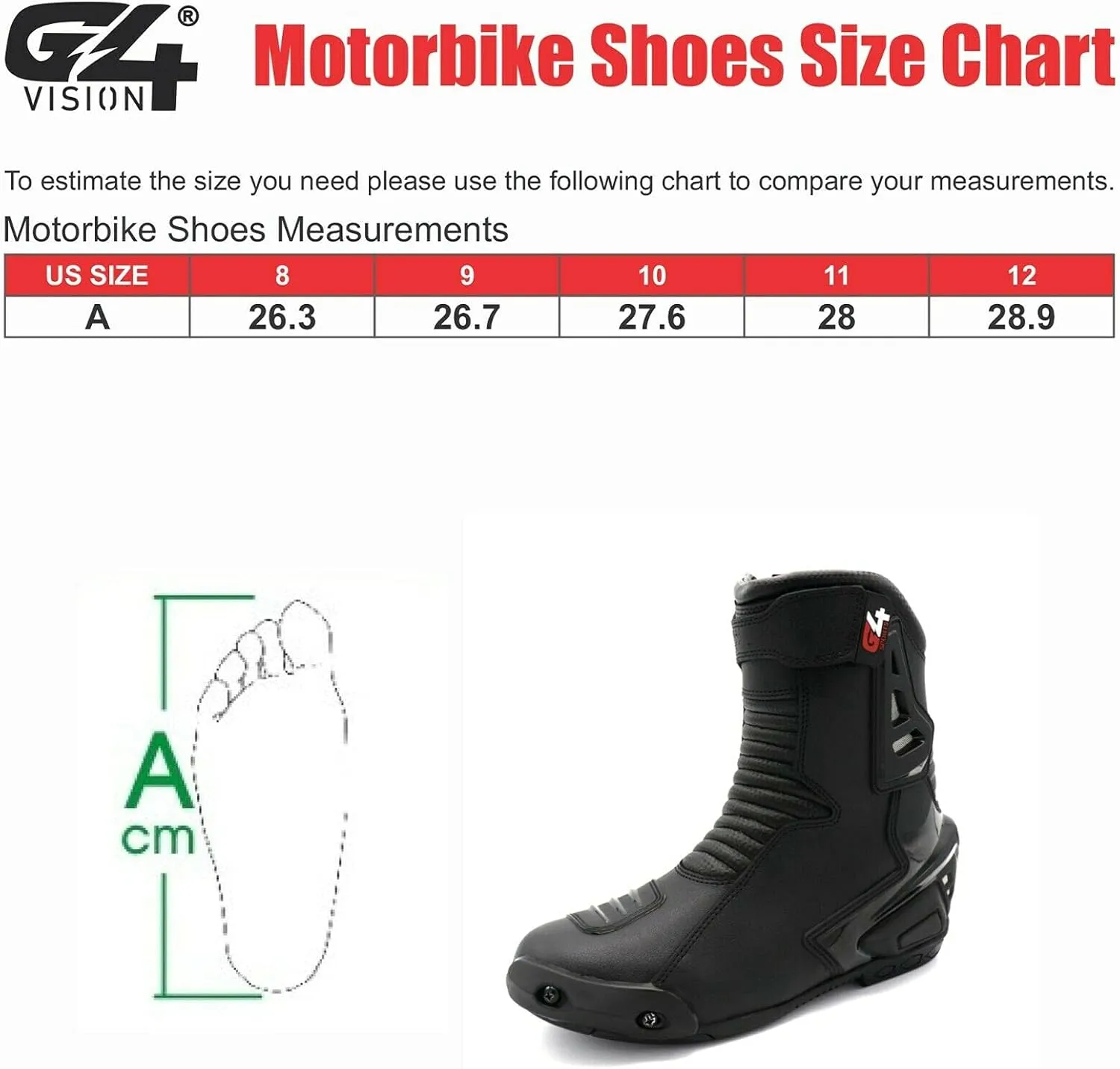 G4 VISION Real Leather Motorbike Shoes High Tech Men's Short Motorcycle Racing Sports Boot Motor Bike Riding