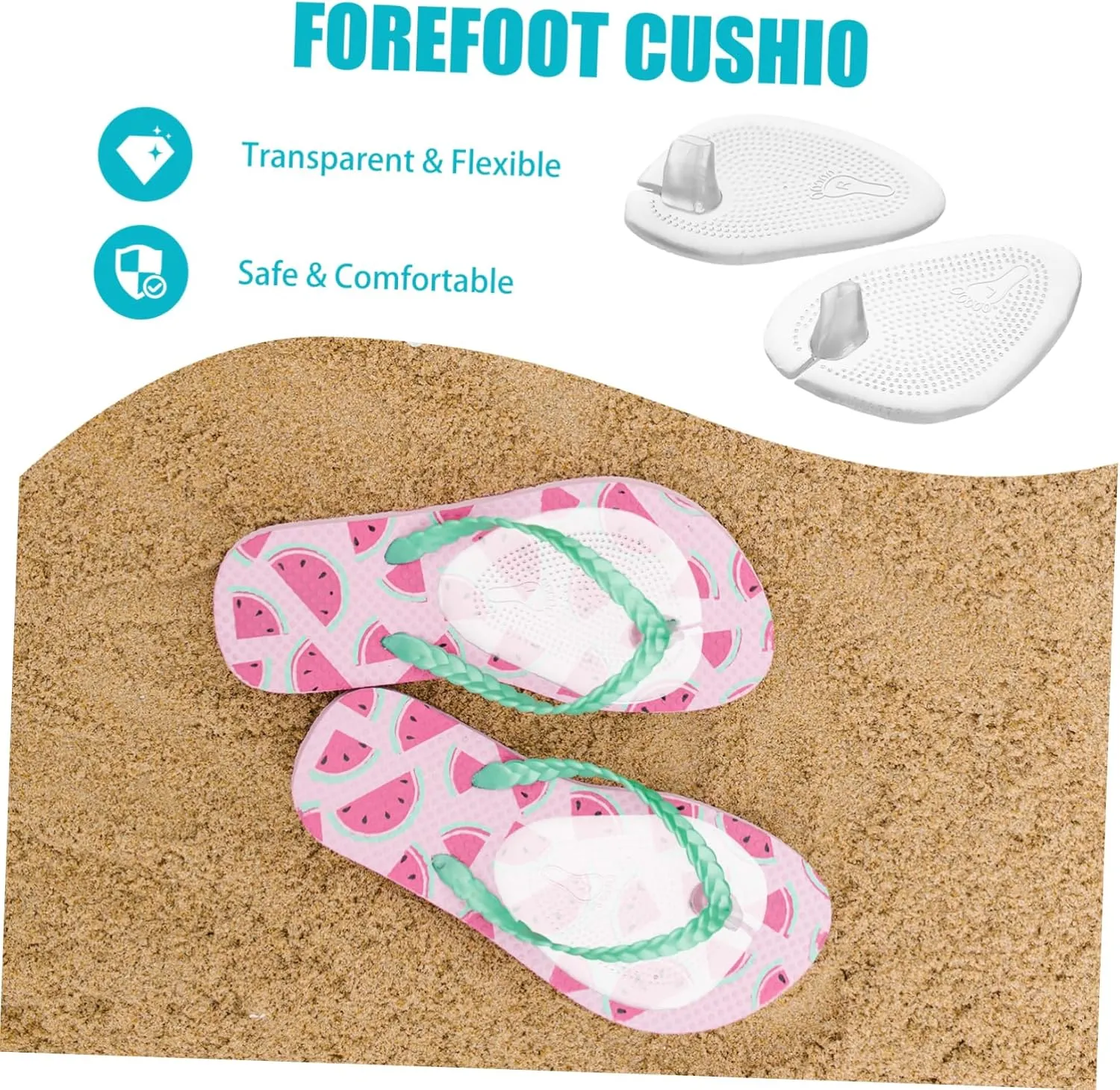 GALPADA 1 Pair Forefoot Cushion Gel Pads for Skid Resistant Cushioning for Men and Women Transparent Design Fits All Relief and Comfort