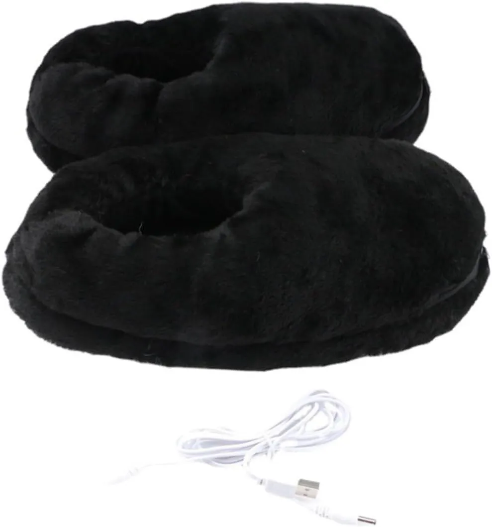 Gatuida Warm Wool Electric Heat Slippers Heated Fleece Footwear Quick Warm-up for Cold Weather