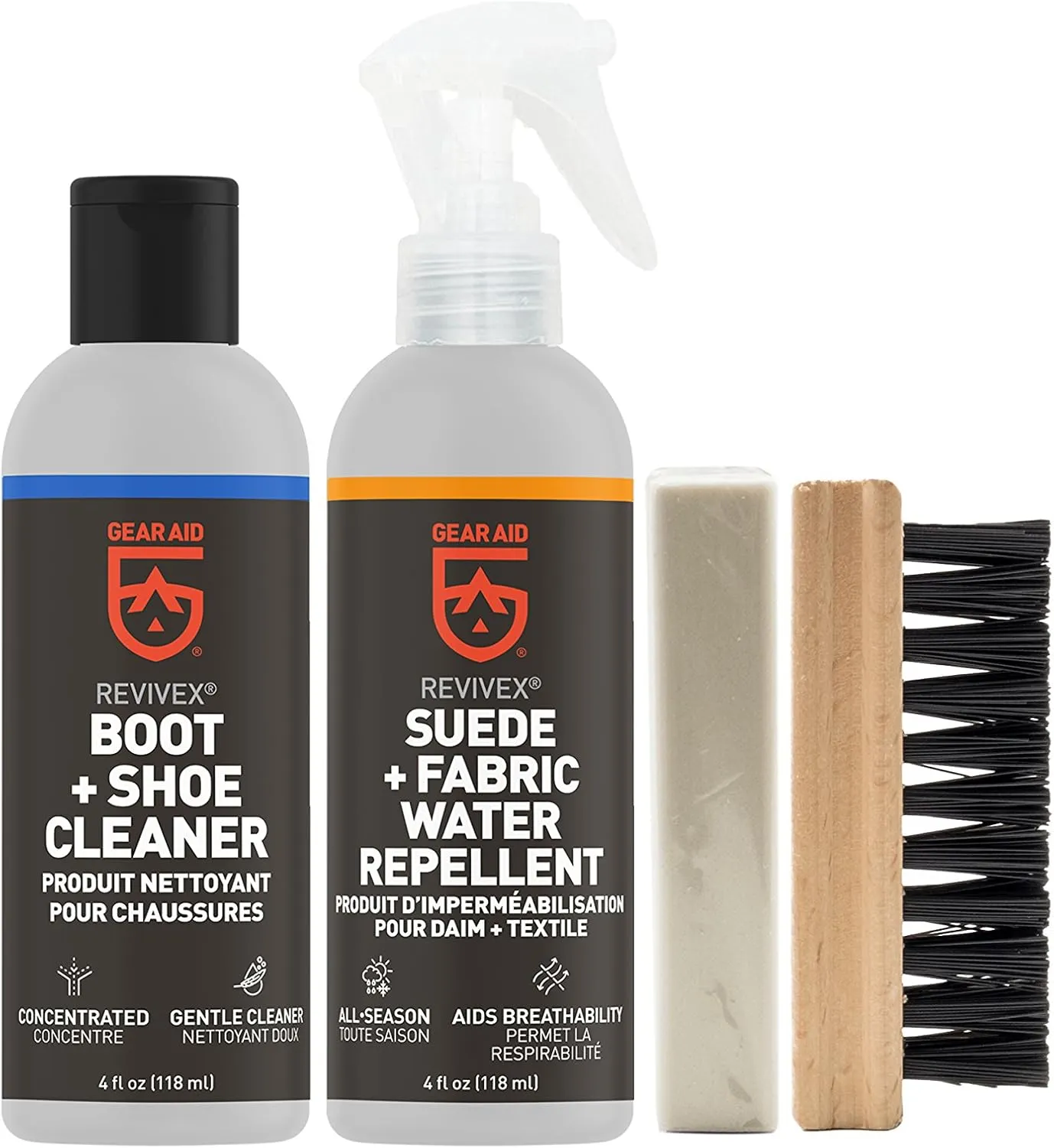 GEAR AID Revivex Suede Hiking and Work Boot Cleaner and Conditioning Kit for Waterproofing Breathable Gore-Tex Footwear