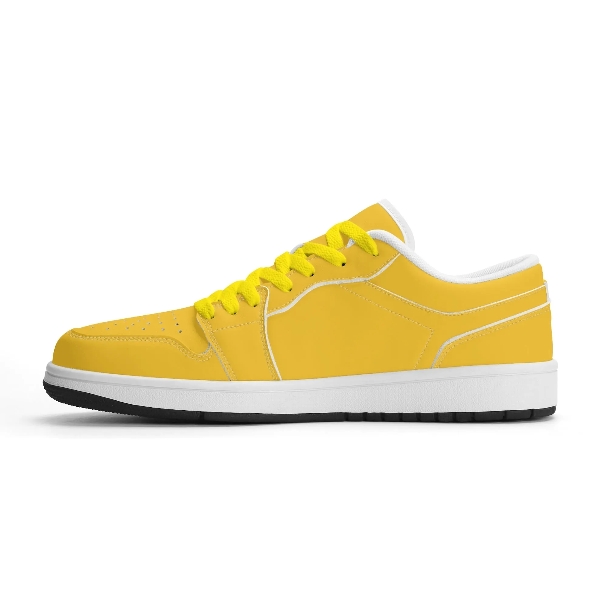 Gelbe Low Top Leder Sneaker für Herren