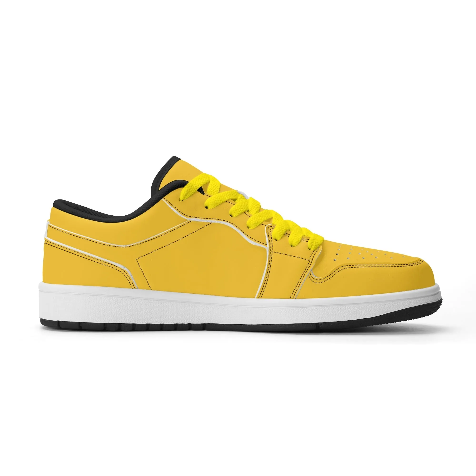 Gelbe Low Top Leder Sneaker für Herren