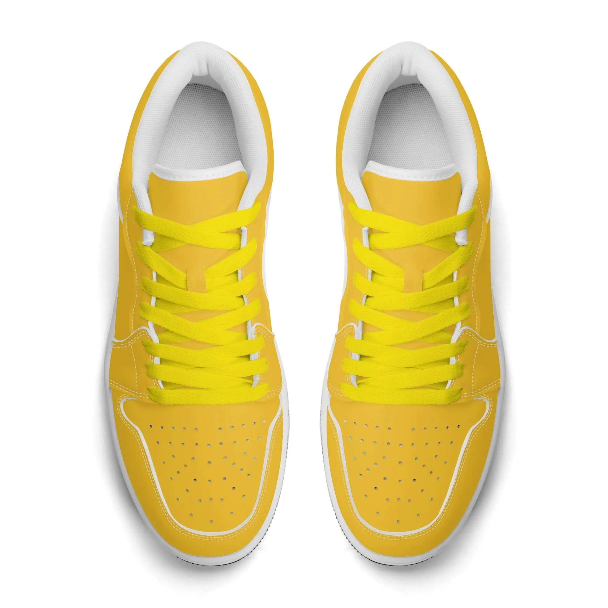 Gelbe Low Top Leder Sneaker für Herren