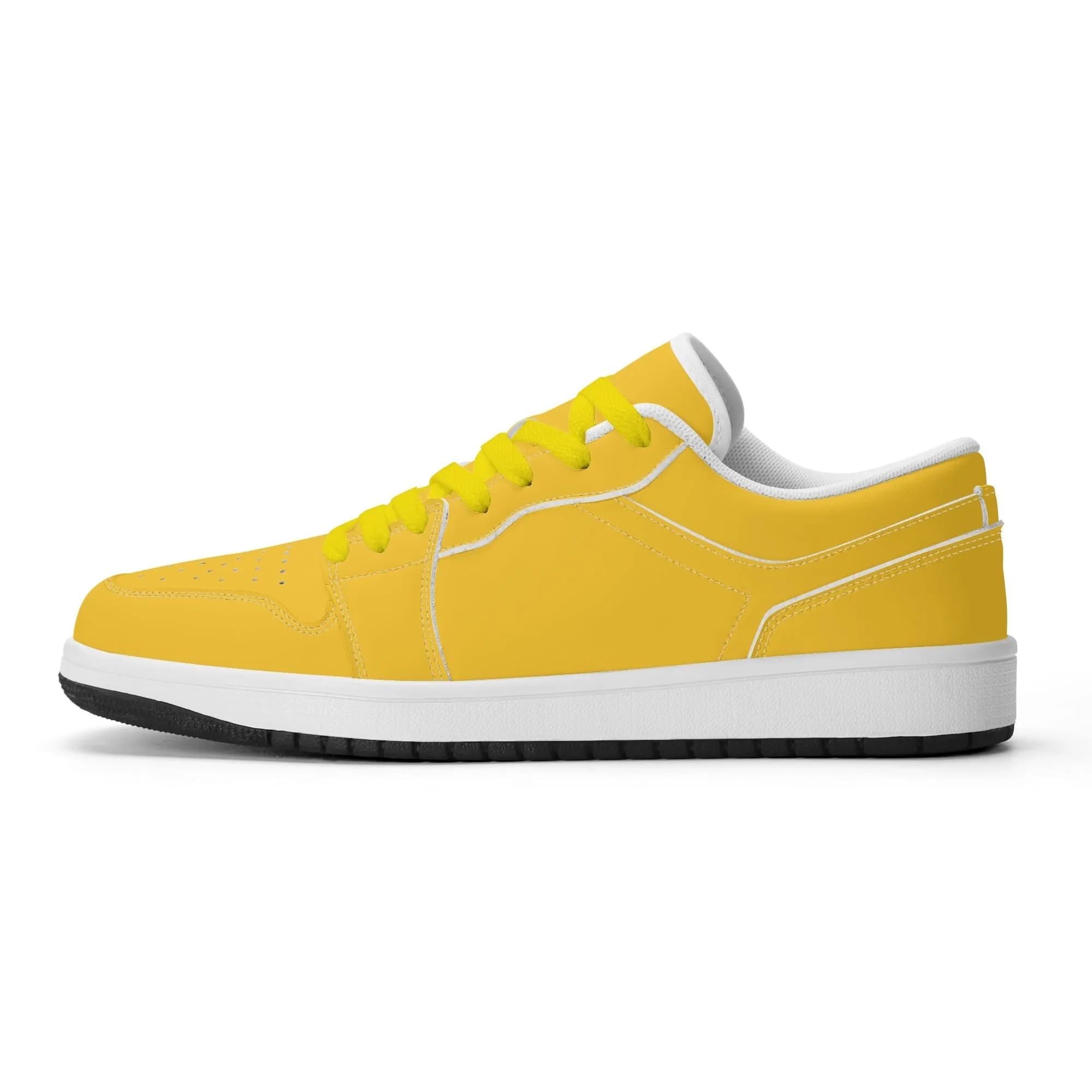 Gelbe Low Top Leder Sneaker für Herren
