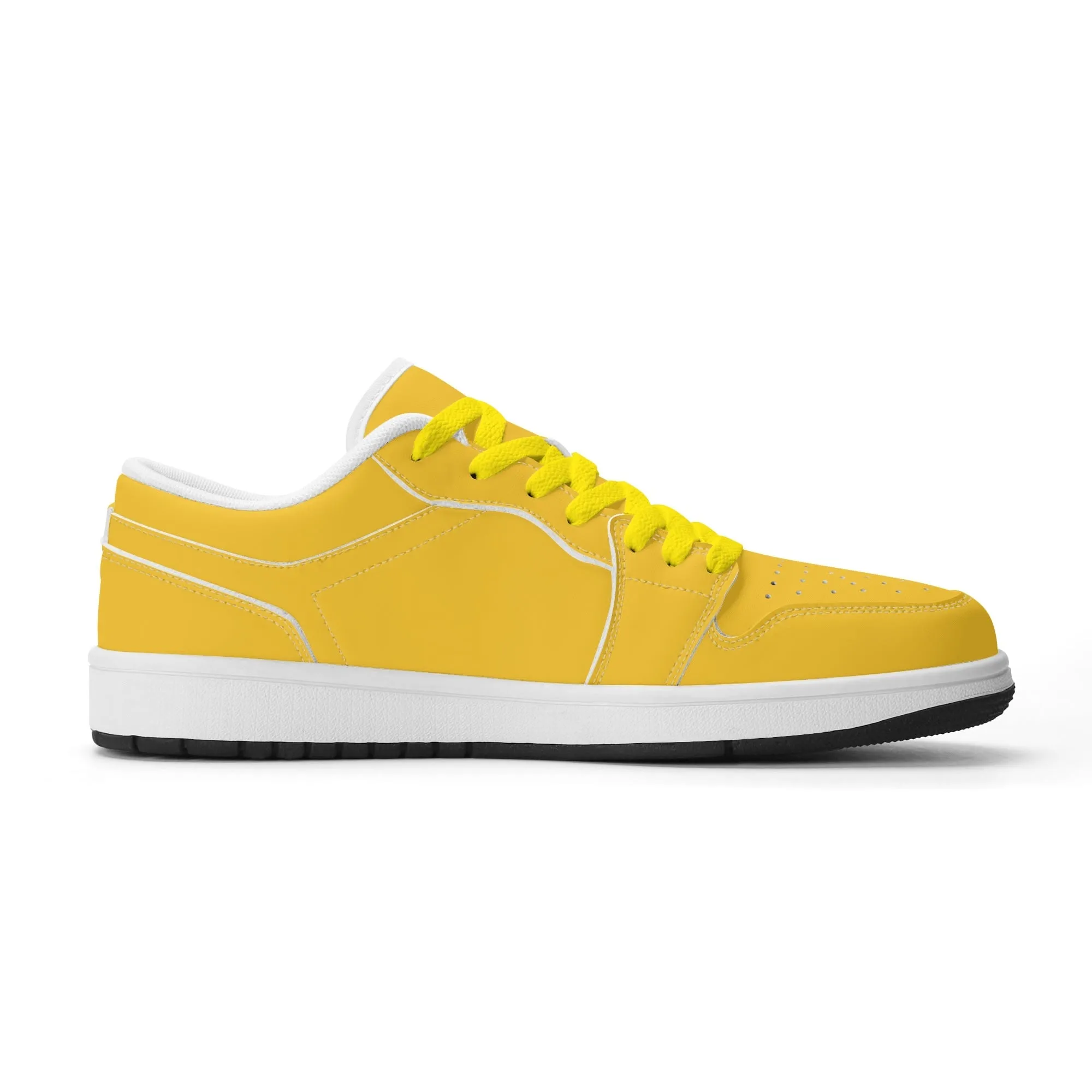 Gelbe Low Top Leder Sneaker für Herren