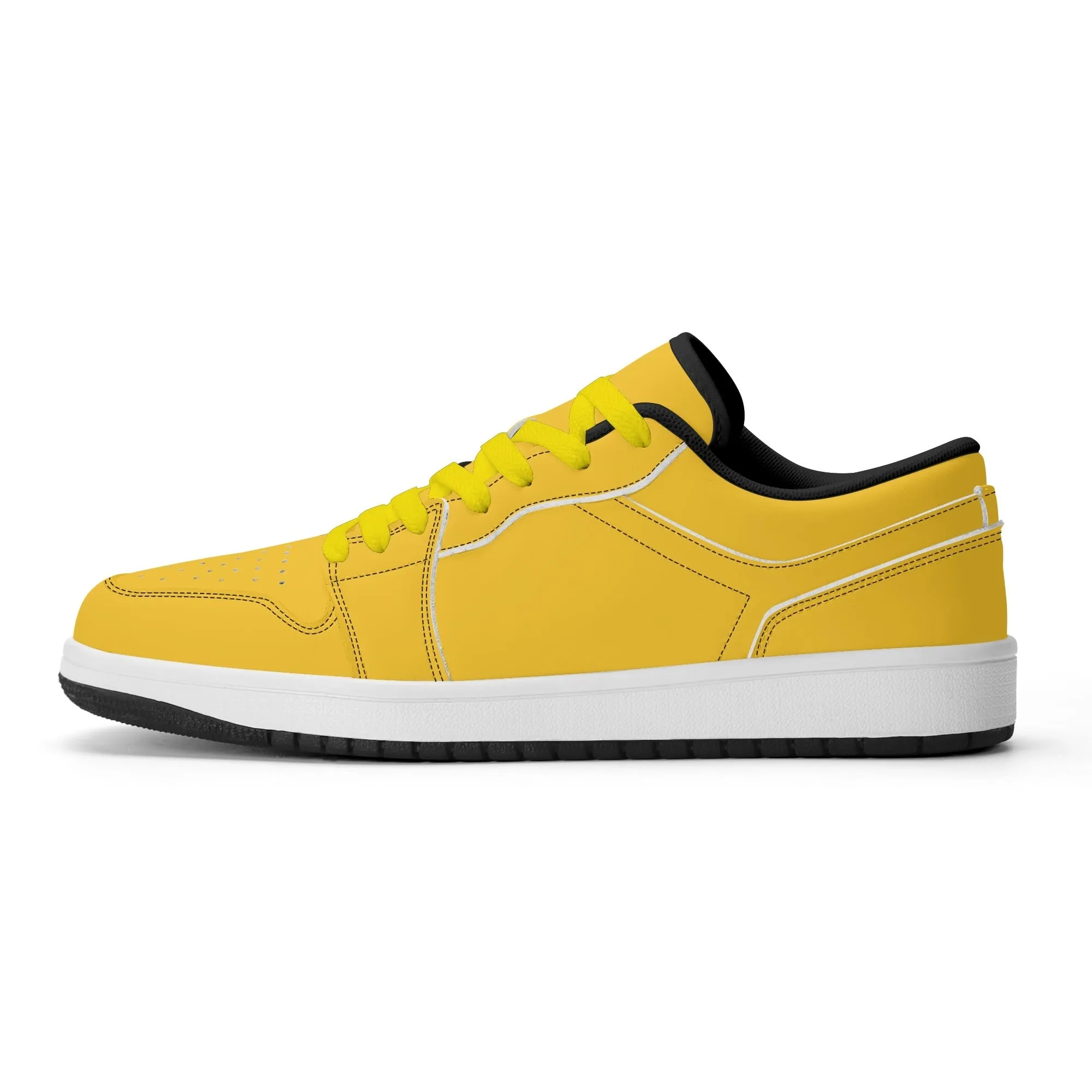 Gelbe Low Top Leder Sneaker für Herren