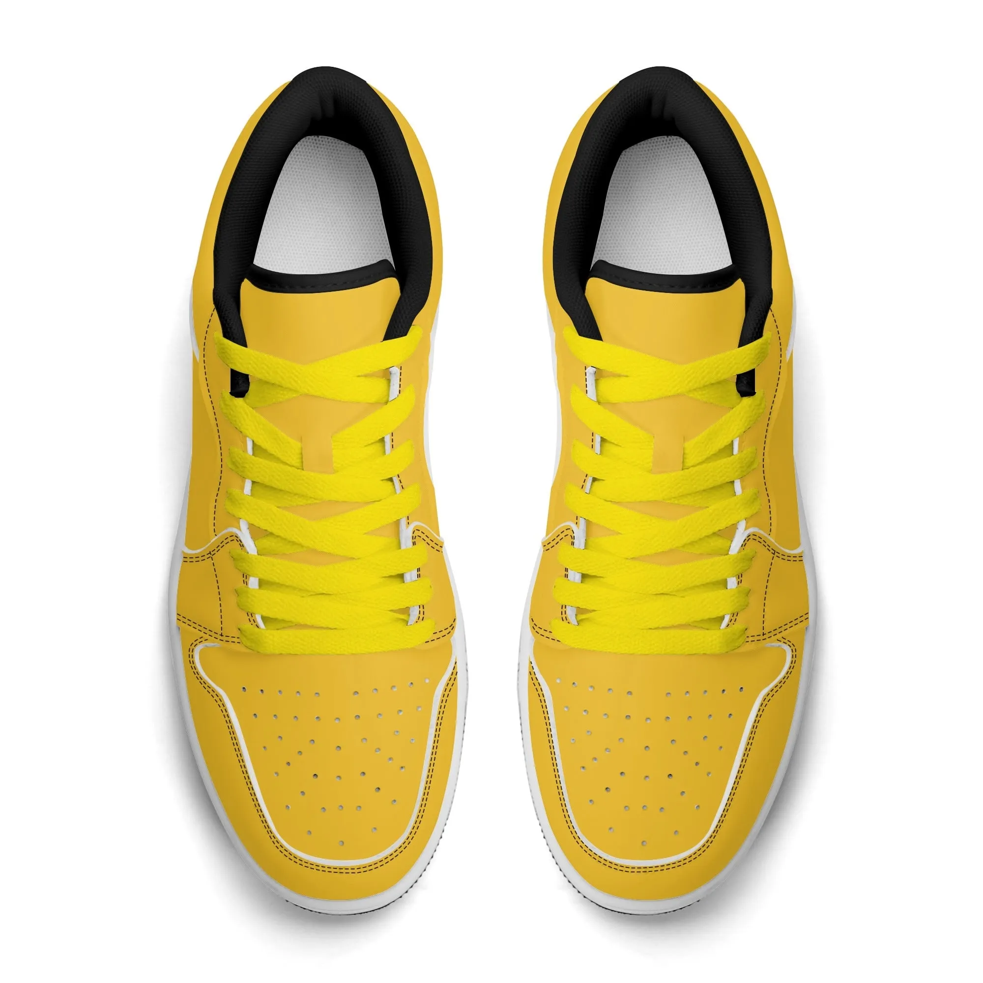 Gelbe Low Top Leder Sneaker für Herren