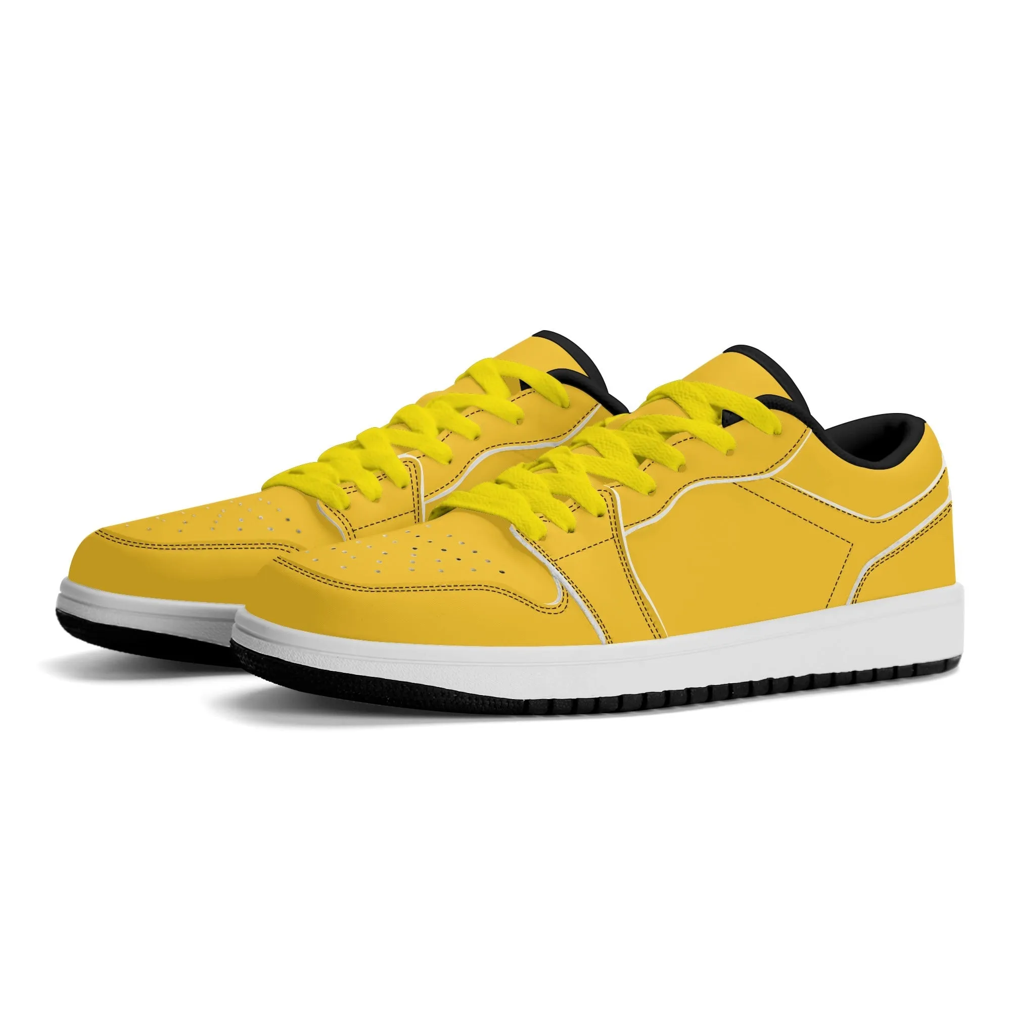 Gelbe Low Top Leder Sneaker für Herren