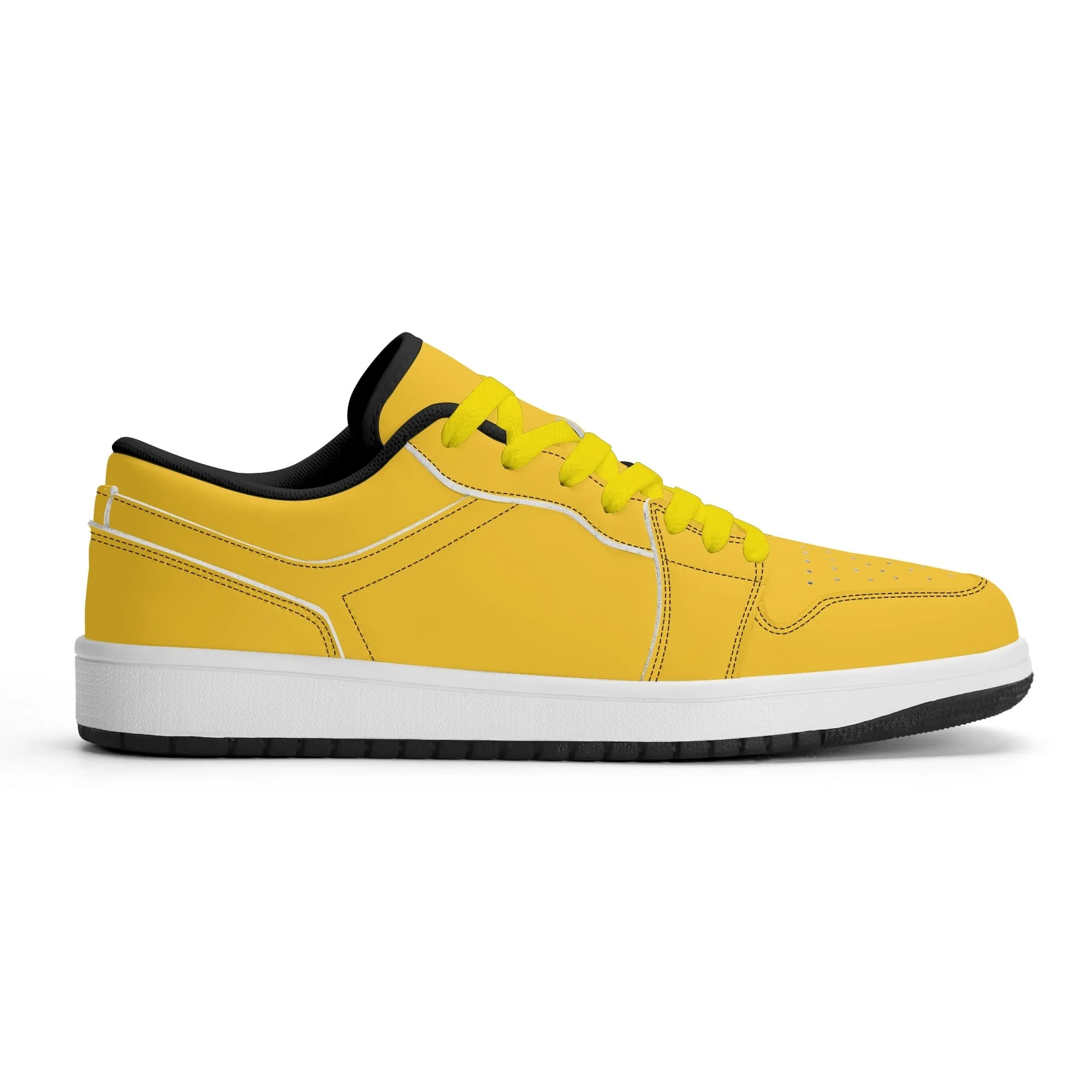 Gelbe Low Top Leder Sneaker für Herren