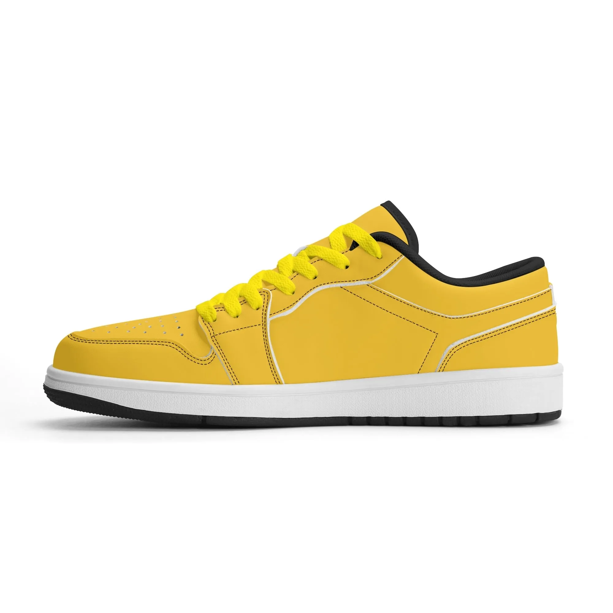 Gelbe Low Top Leder Sneaker für Herren