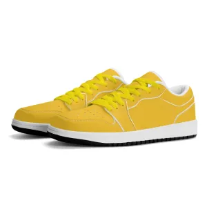 Gelbe Low Top Leder Sneaker für Herren