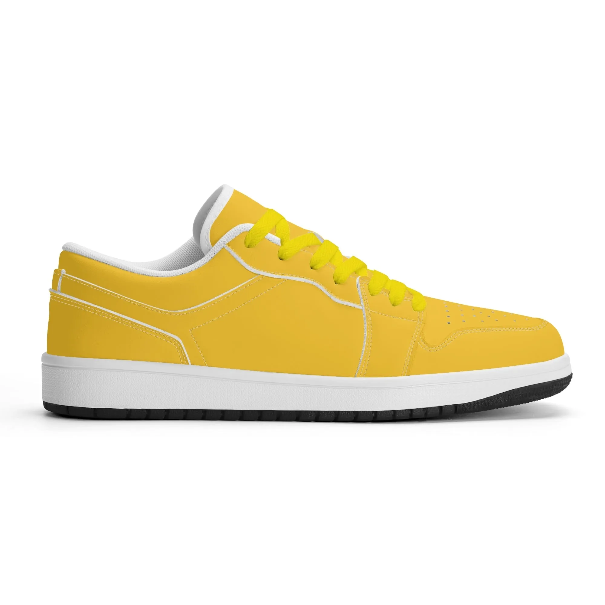 Gelbe Low Top Leder Sneaker für Herren