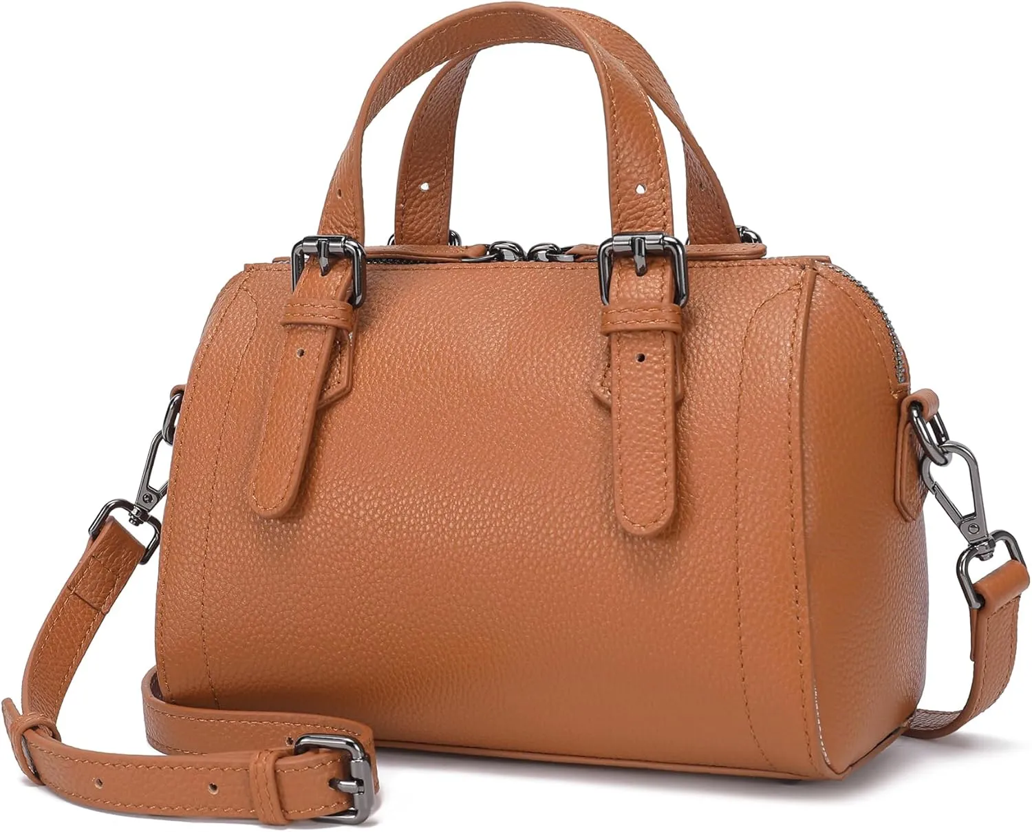 Genuine Cowhide Leather Boston Bag - Women’s Lightweight Barrel Handbag