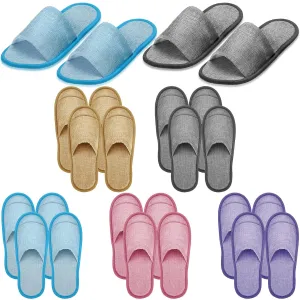 Geyoga 10 Pairs Disposable Slippers for Guests Linen Open Toe Spa Slippers Breathable Non Slip Slippers for Hotel Travel Home Massage Salon Party Housewarming, Multicolor