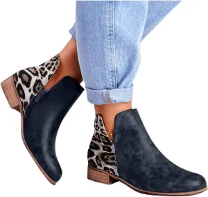 Gibobby Ankle Booties for Women with Heel,Ankle Boots Pointed Toe Faux Leather Stacked Low Heel Side Suede Booties