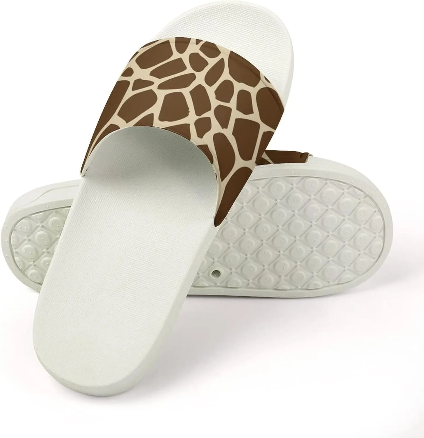 Giraffe Print House Sandals Non-Slip Open Toe Slippers for Massage Shower Spa Bath