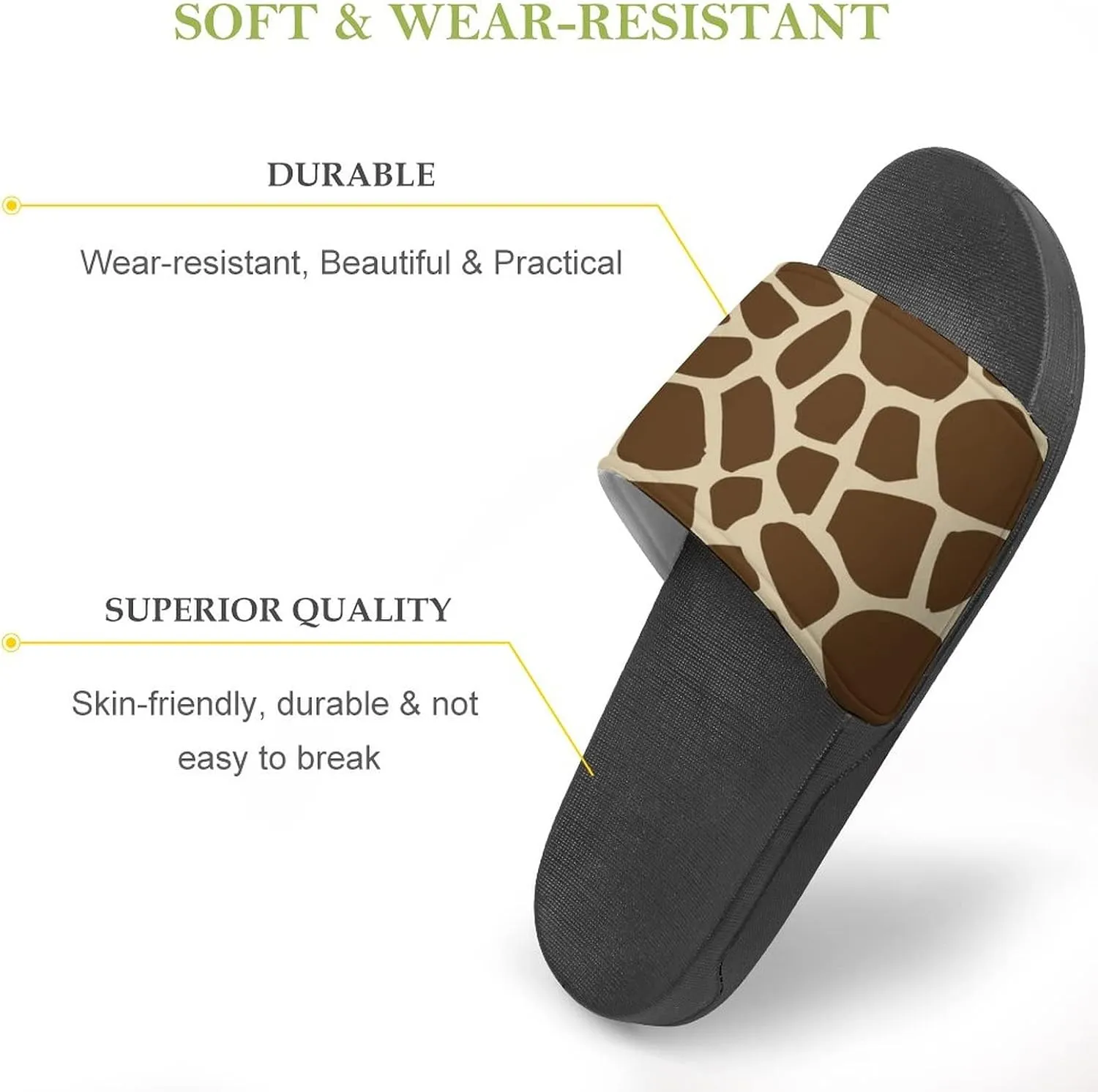 Giraffe Print House Sandals Non-Slip Open Toe Slippers for Massage Shower Spa Bath