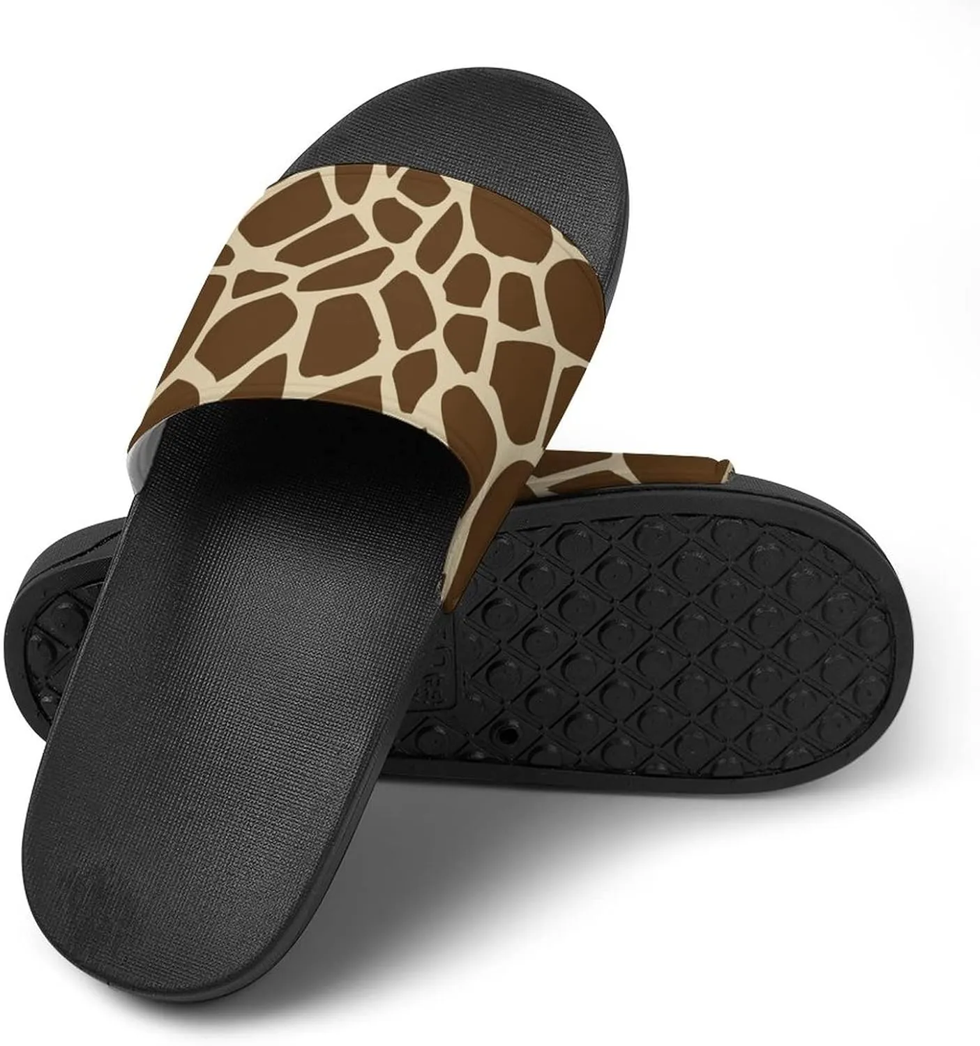 Giraffe Print House Sandals Non-Slip Open Toe Slippers for Massage Shower Spa Bath