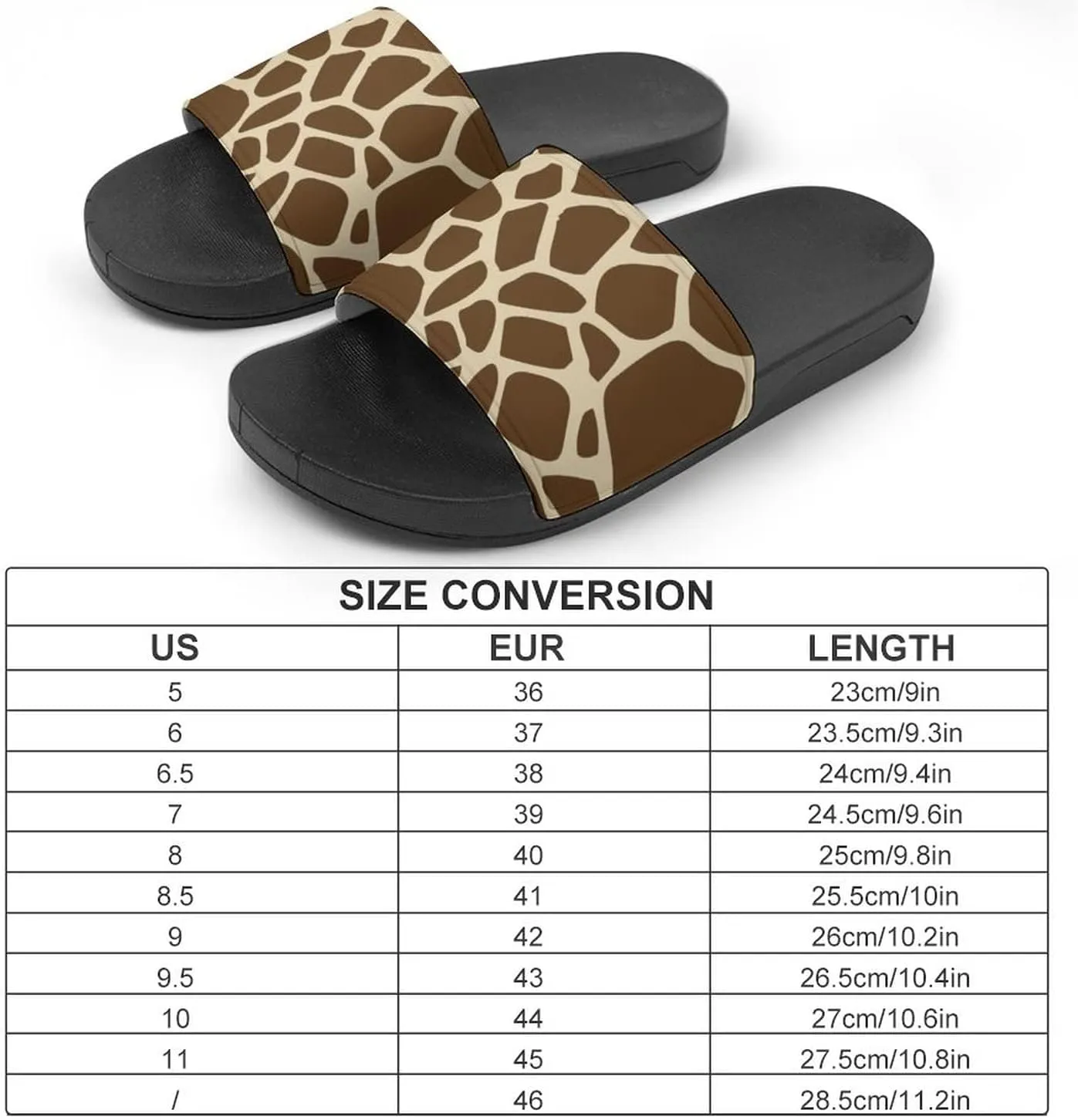 Giraffe Print House Sandals Non-Slip Open Toe Slippers for Massage Shower Spa Bath