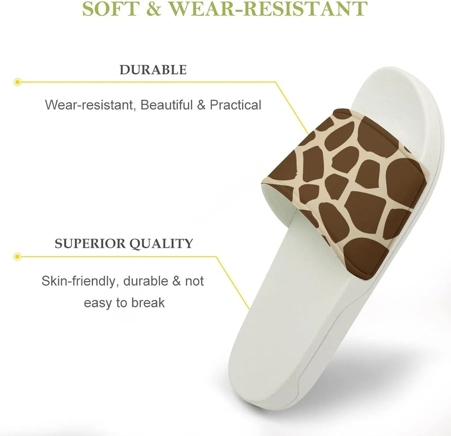 Giraffe Print House Sandals Non-Slip Open Toe Slippers for Massage Shower Spa Bath