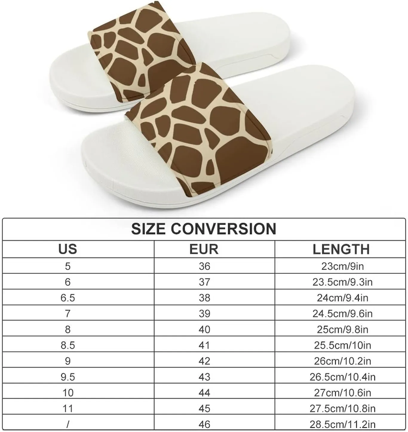 Giraffe Print House Sandals Non-Slip Open Toe Slippers for Massage Shower Spa Bath