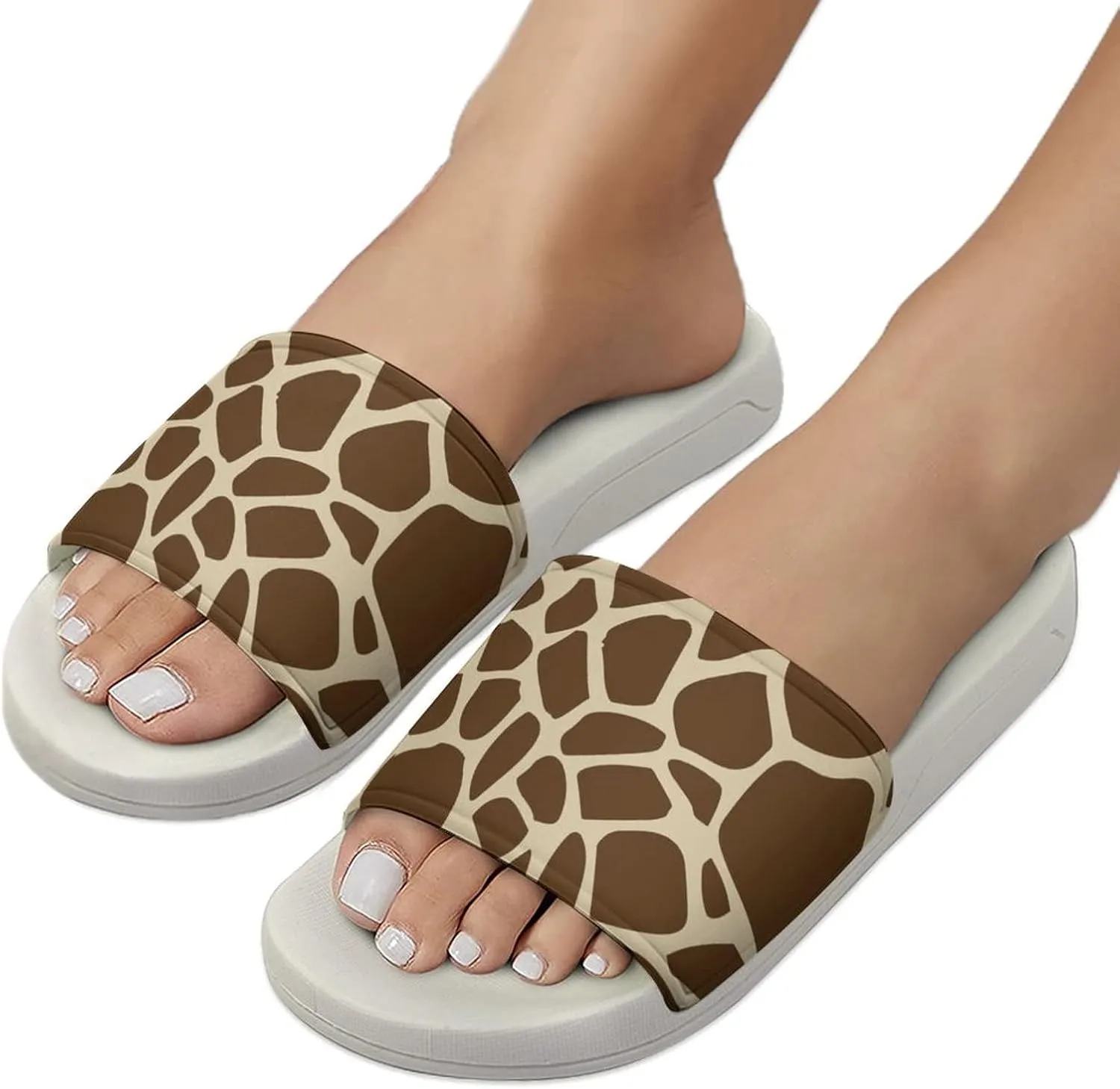Giraffe Print House Sandals Non-Slip Open Toe Slippers for Massage Shower Spa Bath
