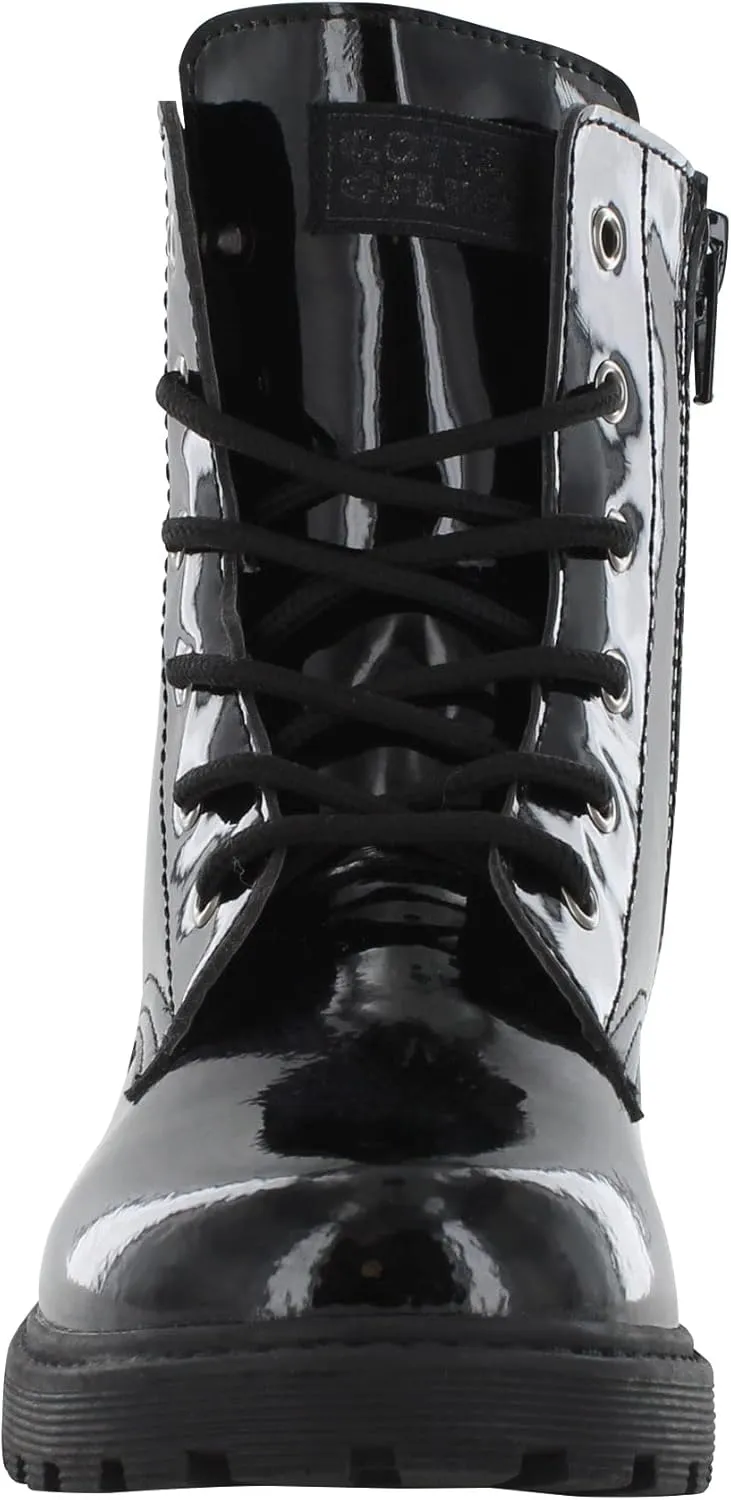 Girl's Luna G Black Synthetic Patent Leather Combat Boot