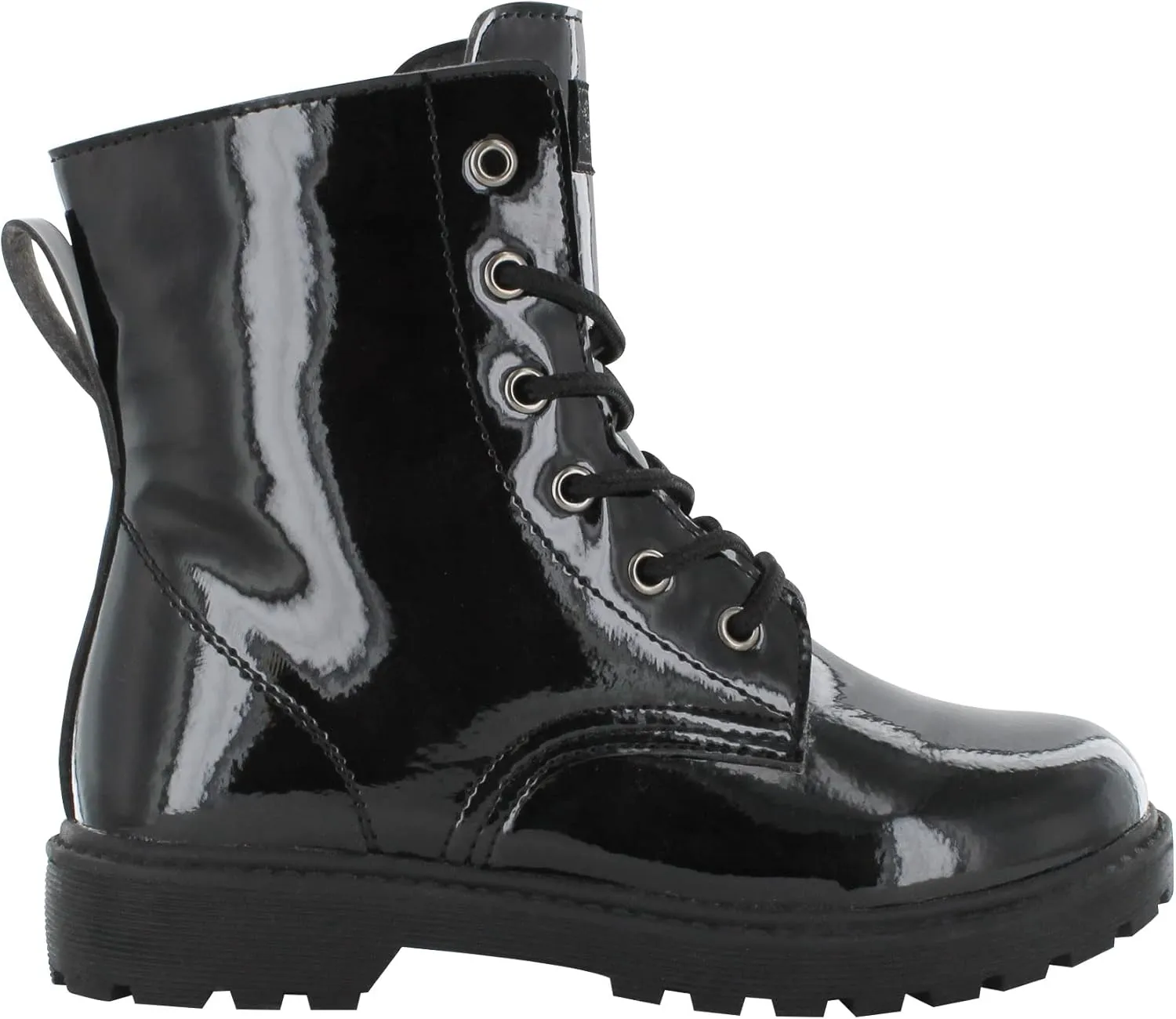Girl's Luna G Black Synthetic Patent Leather Combat Boot