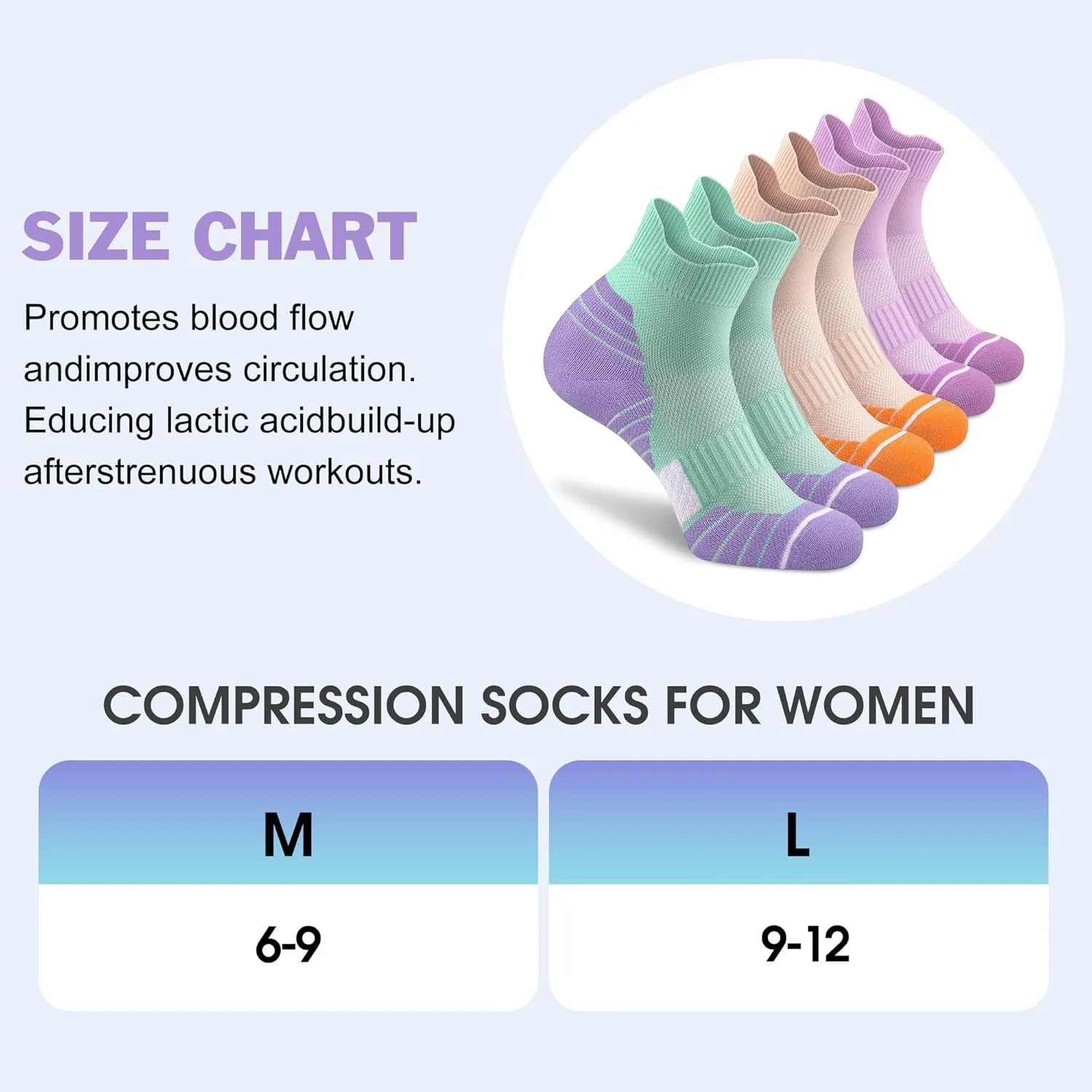 Gonii Ankle Socks Womens Hiking Running Cushioned Quarter Athletic Socks 3 Pairs