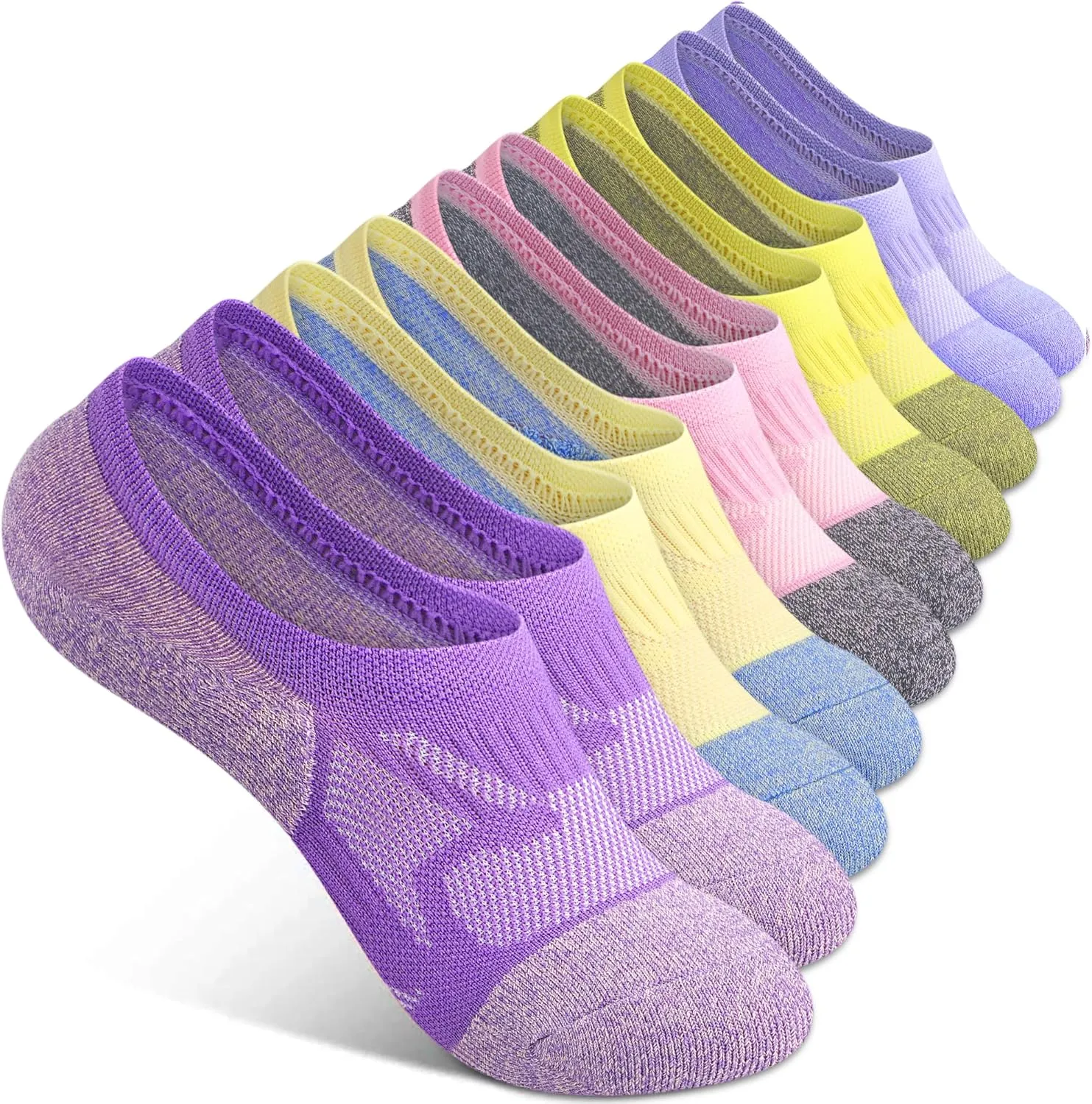 Gonii No Show Socks Womens Athletic Compression Running Low Cut Cushioned Socks 5 Pairs
