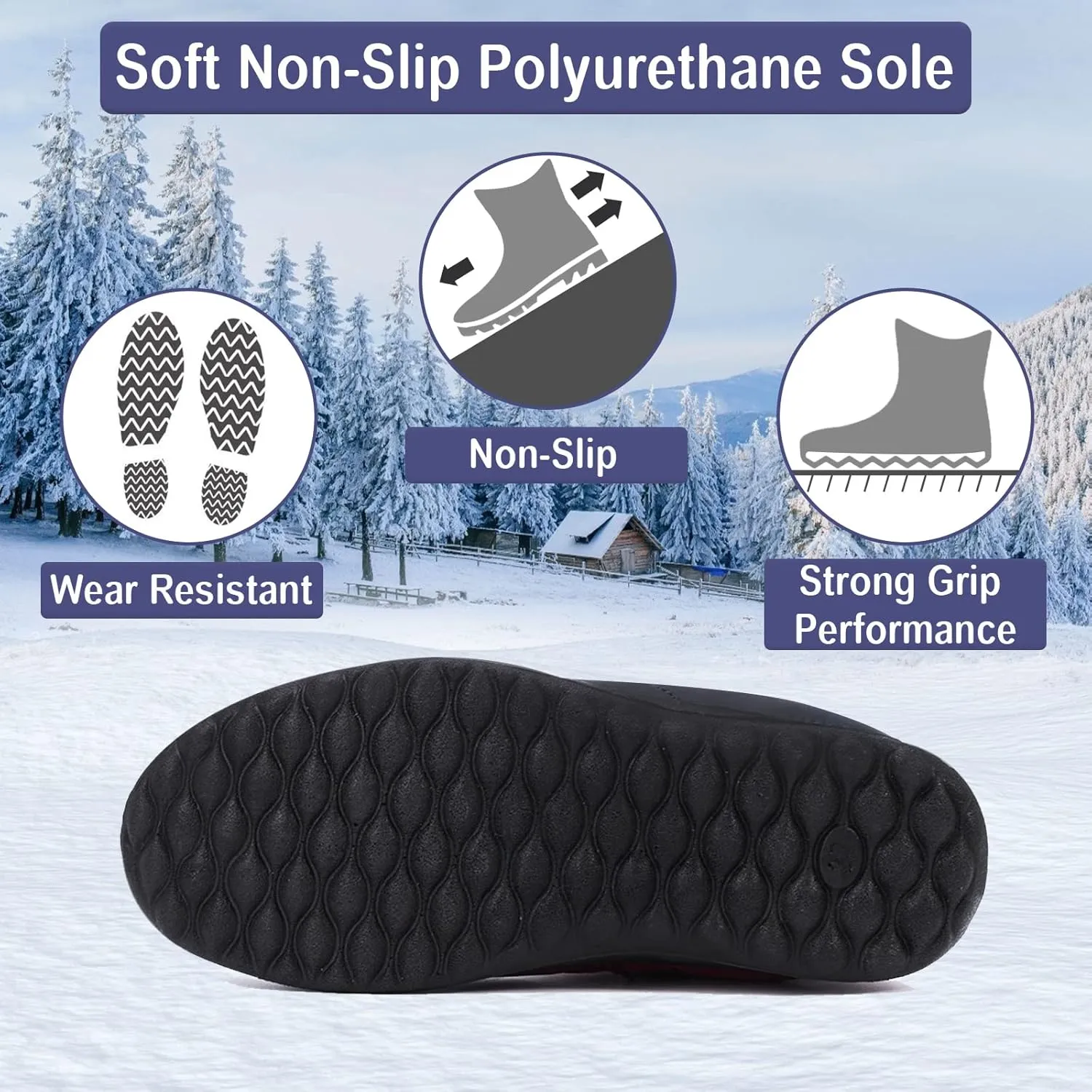 gracosy Snow Boots for Women, Warm Ankle Bootie Waterproof Outdoor Snow Anit-Slip Boots Slip On Lined Winter Shoes for Ladies