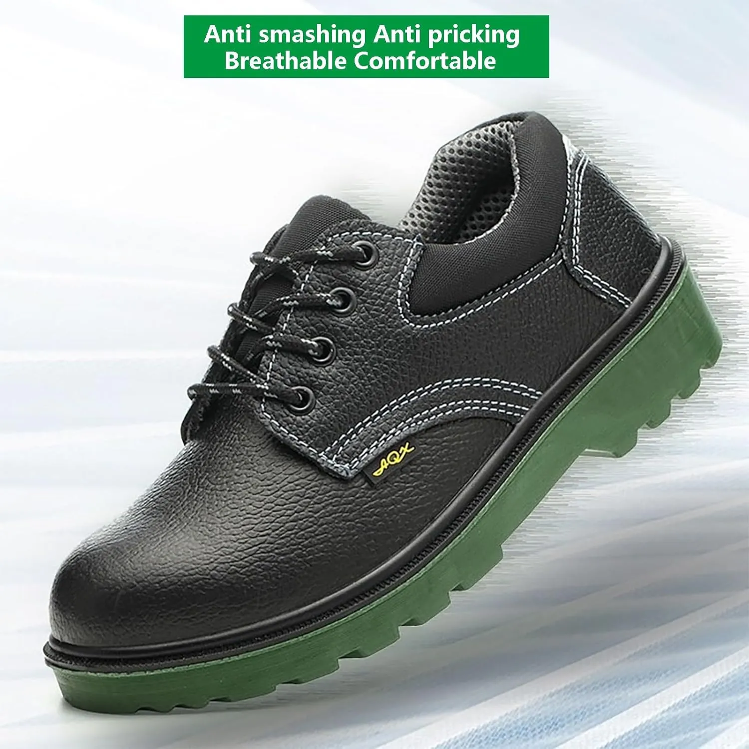 Green Sole Wear Resisting Puncture Cowhide Labor Shoes Oil Resistance AcidAndAlkali Resistance PU Mens Leather Sneaker Men's