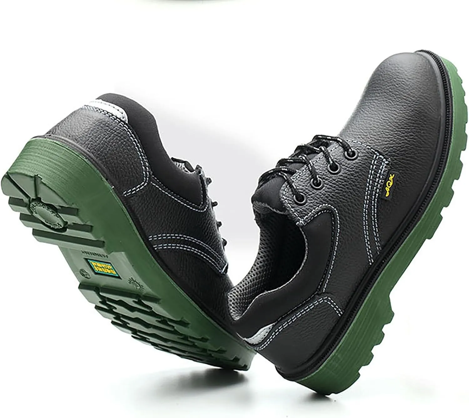 Green Sole Wear Resisting Puncture Cowhide Labor Shoes Oil Resistance AcidAndAlkali Resistance PU Mens Leather Sneaker Men's