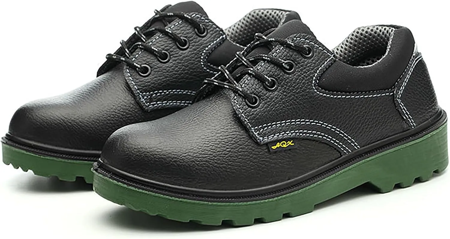 Green Sole Wear Resisting Puncture Cowhide Labor Shoes Oil Resistance AcidAndAlkali Resistance PU Mens Leather Sneaker Men's