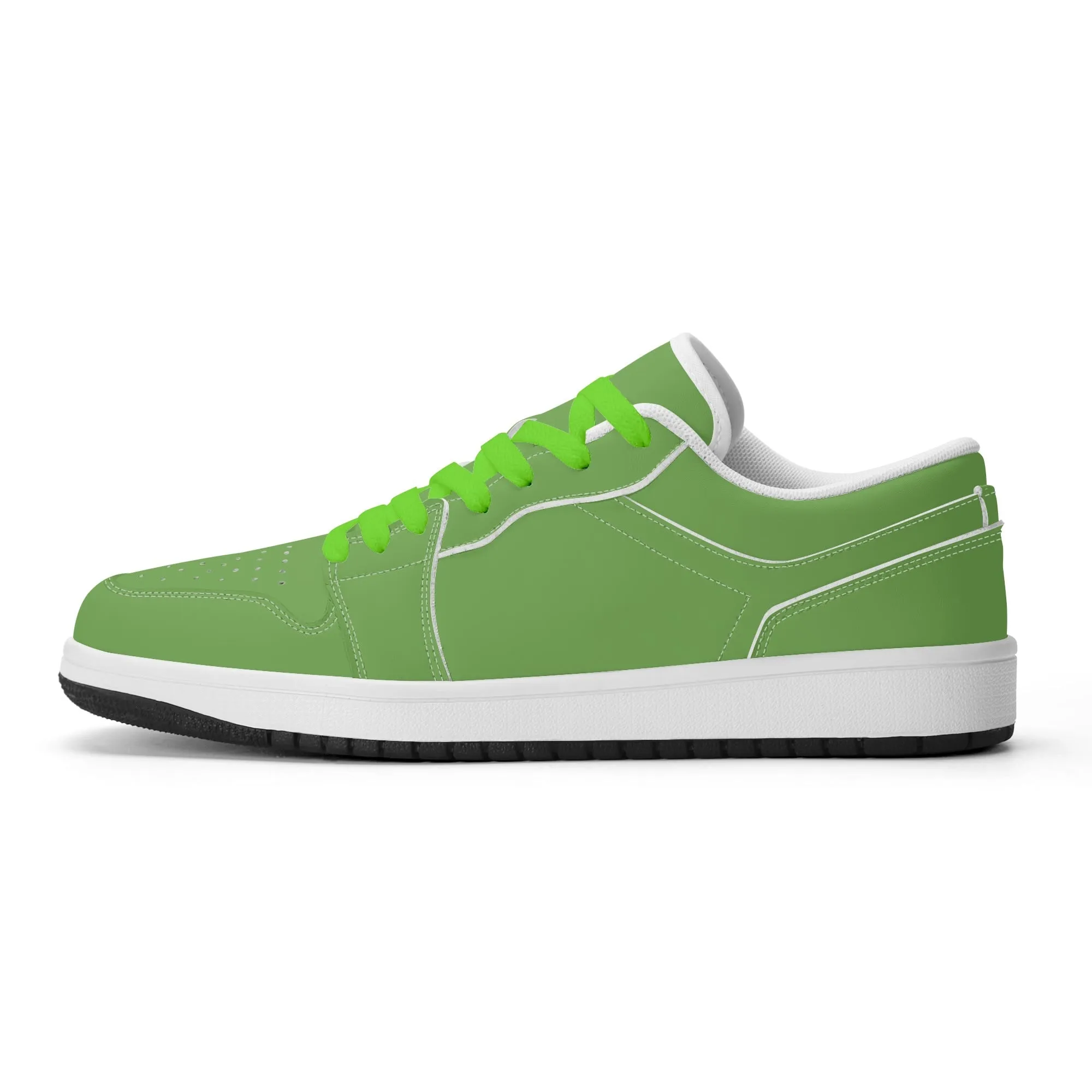 Grüne Low Top Leder Sneaker für Damen