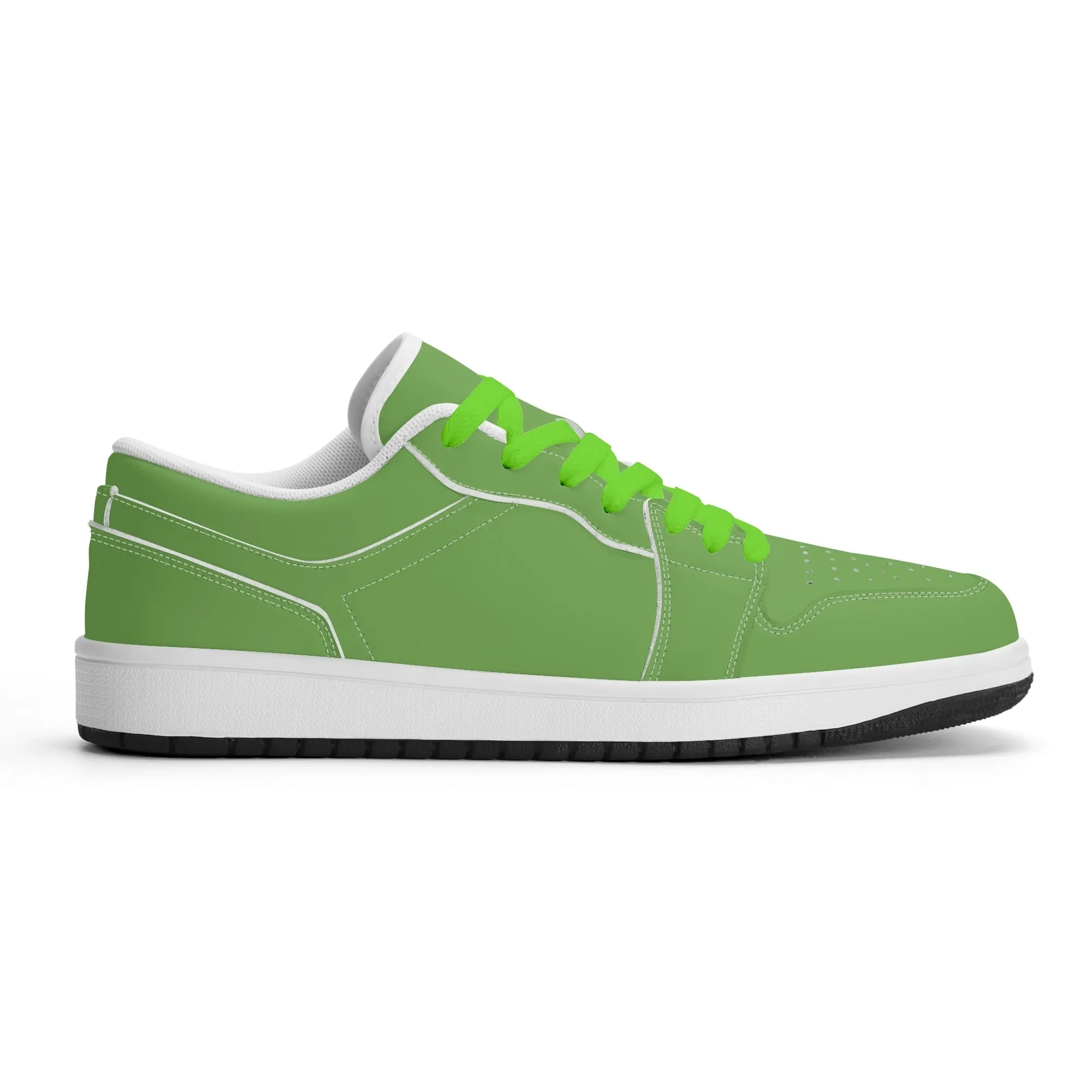 Grüne Low Top Leder Sneaker für Damen