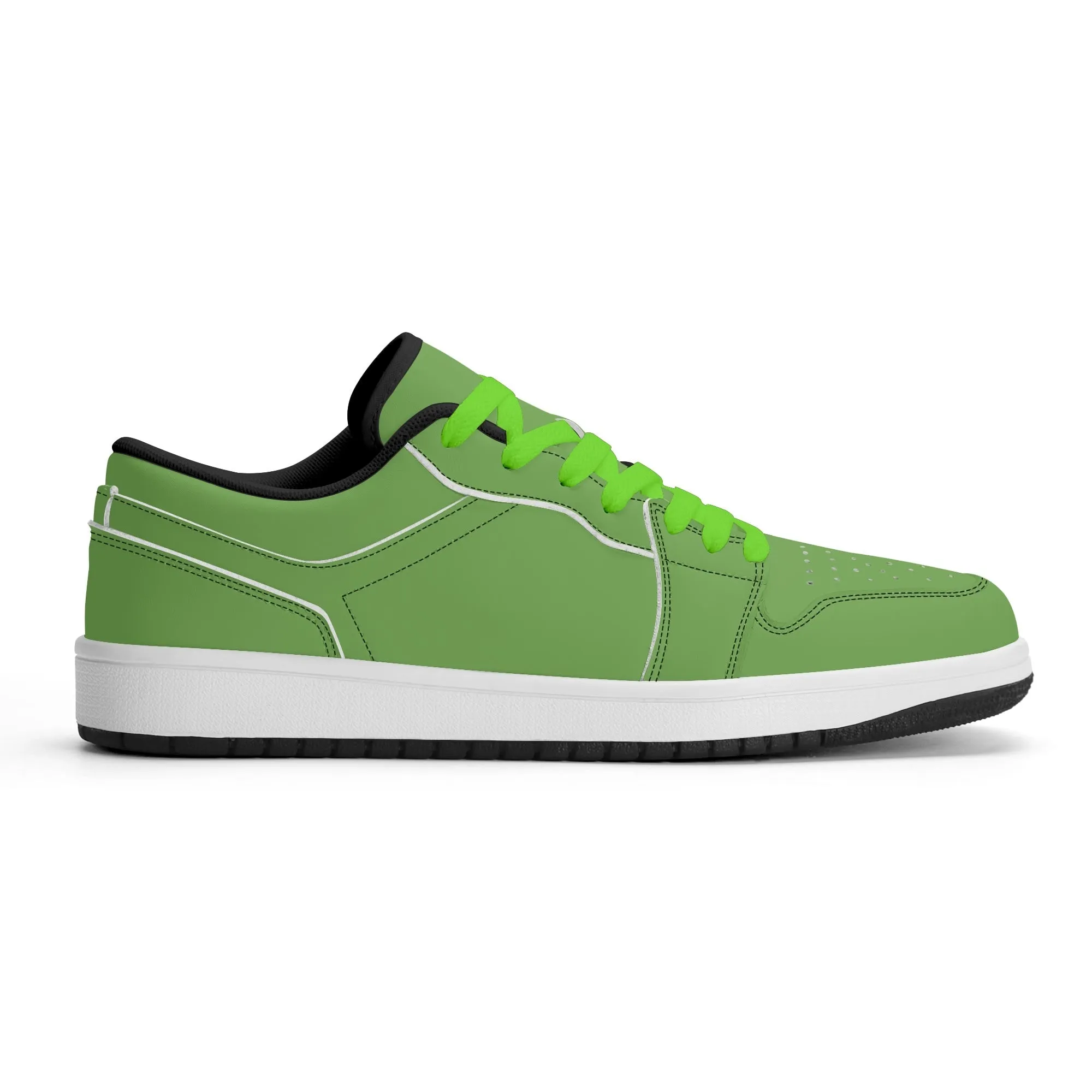 Grüne Low Top Leder Sneaker für Damen
