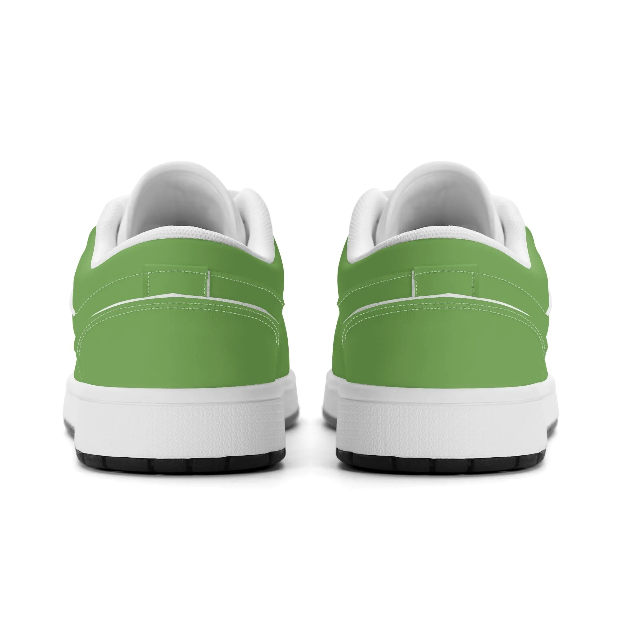 Grüne Low Top Leder Sneaker für Damen